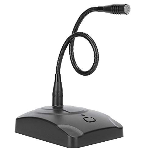 ANGGREK Desktop Gooseneck Wired Microphone System, Flexible Gooseneck Desktop Standing Microphone Stereo Karaoke Microphone -Black-