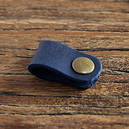 Lysee Cable Winder - 1PCS Faux Leather Cable Cord Organizer Clip Wrap Bobbin Earphone Wire Winder Tool - -Color: Blue-