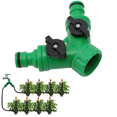 Kammas 1pcs Irrigation 2 Way tap Garden tap Irrigation Valve Hose Pipe Splitter 2 Way Quick Connector Adapter - -Diameter: 3/4''-