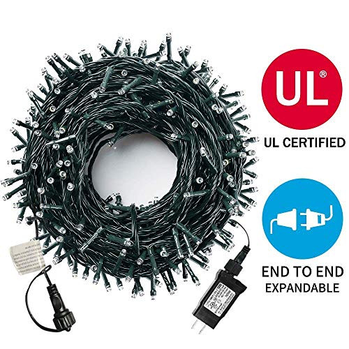 Upgraded 105ft 300 LED Christmas String Lights, End-to-End Plug 8 Modes Christmas Lights - UL Certified - Outdoor Indoor Fairy Lights Christmas Tree, Wedding, Patio, Garden Decoration, Warm White
