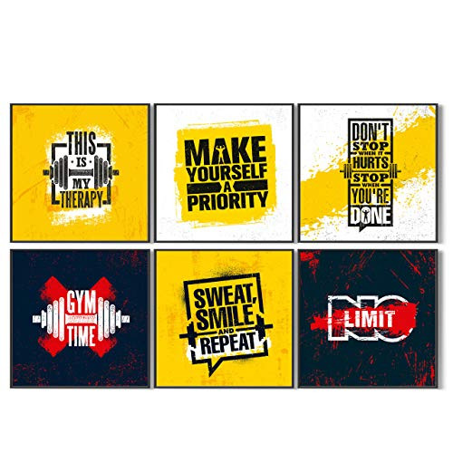 Gym Decor Gifts | Set of 6 Inspirational Posters | 11x11" Wall Art Poster for Fitness Enthusiast | Perfect Workout Lover Gift | Unique Motivational Prints for Home Decoration  