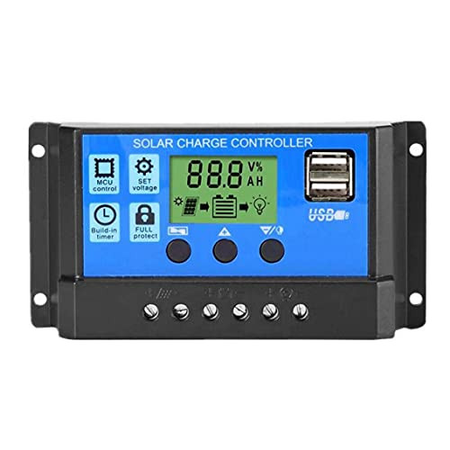 20A 12V/24V Intelligent Solar Panel Charge Controller with LCD Display  and  USB Port Solar Charge Regulator Comaptible with Solar Panel Battery lamp LED Lighting