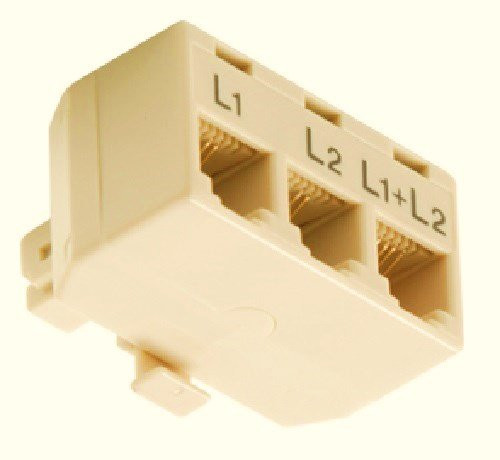 Memotronics RJ11 Phone Line Splitter/Separator/Adaptor for 2 Lines -1 Plug, 3 Sockets- Ivory