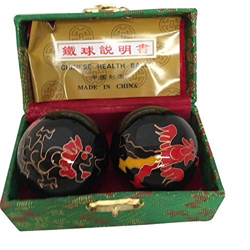 Baoding Balls Chinese Health Massage Exercise Stress Balls -Black Dragon  and  Phoenix 2