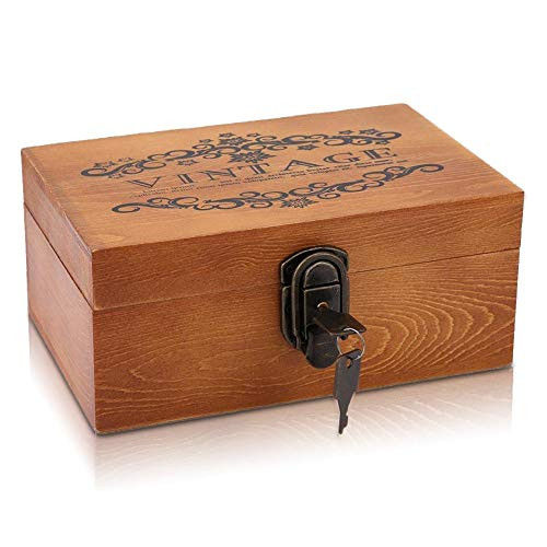 Vruping Wooden Box,Vintage Style Wooden Box Storage Box Display Decoration Wood Storage Box Small Trunk Box for Jewelry Storage Keepsake Box-1-