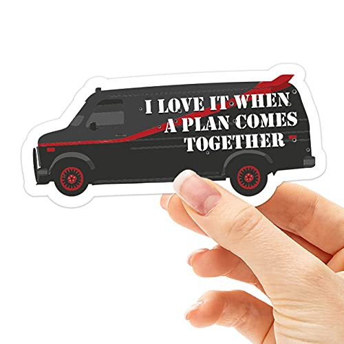 I Love It When a Plan Comes Together Quote Sticker, Famous TV Quote, 80s TV Show Sticker for Hydroflask, Hannibal Smith, Mr. T Funny Decals