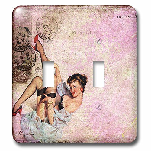 3dRose lsp_192930_2 Sexy Vintage Pinup Digital Art Collage Light Switch Cover