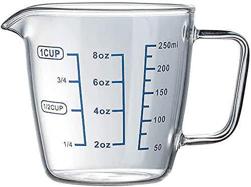Heat Resistant Glass Measuring Cup Scale Marking Cup Microwave Measuring Cup -250ml/1cup/8oz-