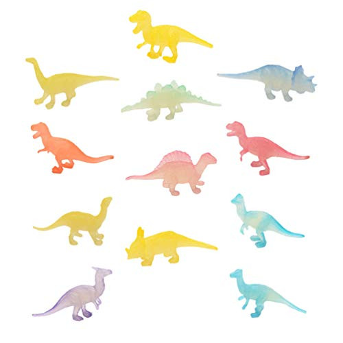TOYANDONA 12pcs Glow in The Dark Dinosaur Figurines Toys Set Assorted Luminous Realistic Dinosaur Figures Christmas Party Favor Bag Filler Goody Bag Cake Topper