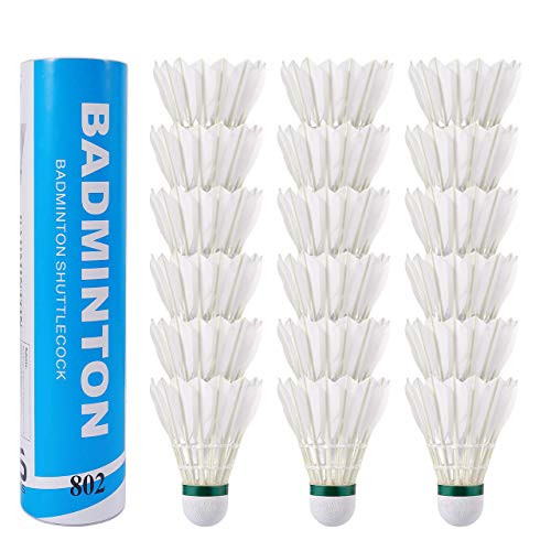 Bearbro 18Pcs Badminton Shuttlecocks,Shuttlecocks Birdies Stable  and  Durable Sports Training Badminton Balls for Indoor Outdoor Game -Goose-Down-