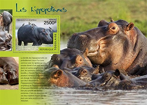 Togo - 2014 Hippopotamus on Stamps - Stamp Souvenir Sheet - 20H-1060