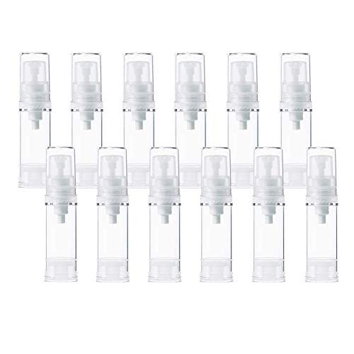 12Pcs Transparent Airless Pump Press Bottle Portable Plastic Vacuum Bottle Empty Refillable Sample Travel Container Jars Vials Pots Makeup Holder for Lotion Essence Emulsion Foundation -5ml/0.17oz- 12Pcs Transparent Airless Pump Press Bottle Portable Plastic Vacuum Bottle Empty Refillable Sample Travel Container Jars Vials Pots Makeup Holder for Lotion Essence Emulsion Foundation -5ml/0.17oz-