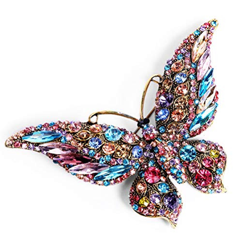 TBoxBo Butterfly Brooch Vintage Butterfly Brooch Pin Fashion Crystal Butterfly Brooch Pendant Animal Brooch Pin Clips for Women Girls Wedding Banquet Jewelry-Multocplor-