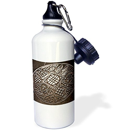 3dRose wb_147927_1"USA, Washington, Seattle, Manhole cover-US48 JME0537-John and Lisa Merrill" Sports Water Bottle, 21 oz, White