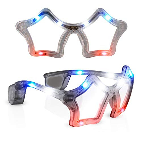 blinkee Red White Blue Flashing LED Star Sunglasses by blinkee Red White Blue Flashing LED Star Sunglasses by