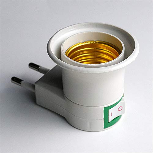 Kamas EU Plug E27 LED Bulb Adapter Converter AC Power 110V 220V Lamp Holder Bulb Adapter Converter Base Type  plus ON/OFF Button Switch