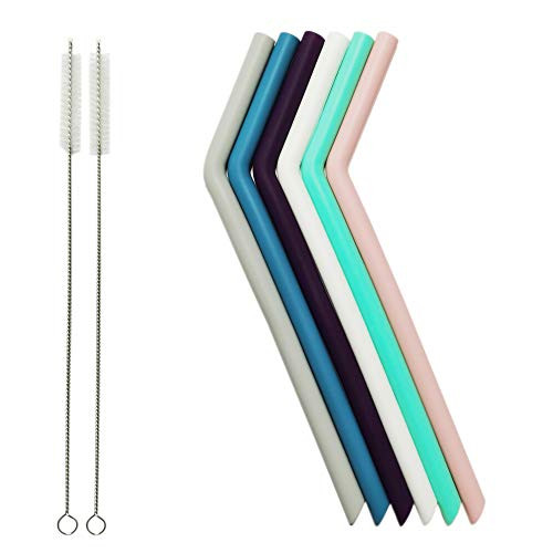 Silicone Straws Drinking Reusable with Regular Size Long Flexible Silicon Straws BPA Free ,Bent and Straight Silicone Drinking straw for Tumblers -Bent-