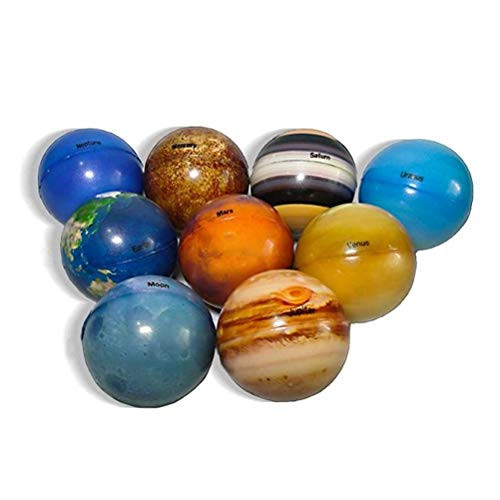 QADN Solar System Stress Balls, Solar Planets Stress Ball for Kids and Adult 9 Piece, Anti Stress Color Printing Sponge Solid Soft Balls