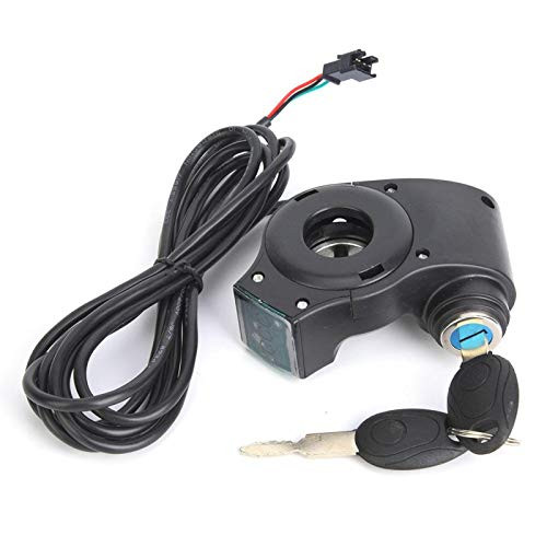 Vipxyc E-Bike Thumb Throttle, Universal E-Bike Voltage Display with Key Lock Professional E-Bike Switch Power for E-Bike