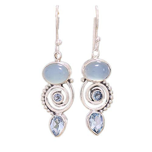 Meoliny Stone Dangle Earrings Healing Crystal Beads Copper Wire Wrapped Hook Drop Earring Handmade Jewelry for Women