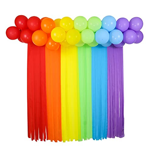 Rainbow Party Decorations Backdrop, Rainbow Color Crepe Paper Streamers 12" Multiple Balloons Garland for Unicorn Rainbow Party Supplies Baby Shower Birthday Props Booth Background Rainbow Party Decorations Backdrop, Rainbow Color Crepe Paper Streamers 12" Multiple Balloons Garland for Unicorn Rainbow Party Supplies Baby Shower Birthday Props Booth Background
