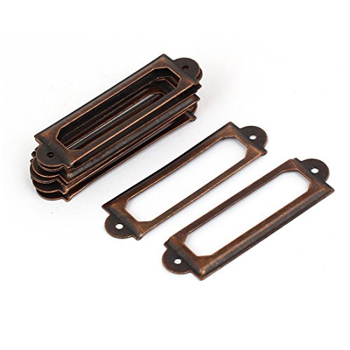 uxcell Library File Drawer 60mm Length Tag Lable Holder Pull Handle Copper Tone 10pcs