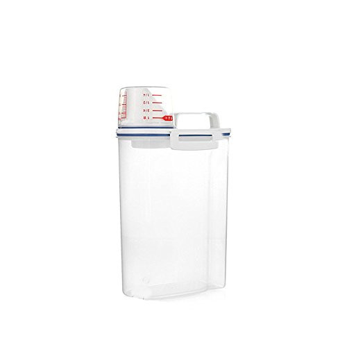 2DXuixsh Cereal Storage Container with Measuring Cup Scale Cover Rice Kitchen Pantry Storage Container for Dry Food Rice Grain Pet Food Dispenser Organization