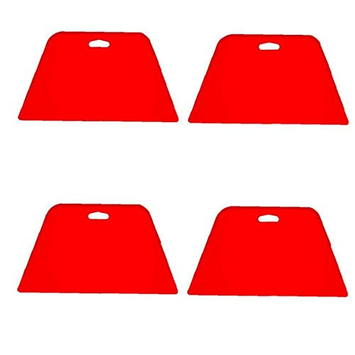 4PCS DIY Wallpaper Paint Scrapers Flexible Plastic Putty Scraper Filling Knife Set, Reusable Plastic Spreader for Applying Fillers, Putties, Glazes, Caulks and Paint, DIY Tools Red