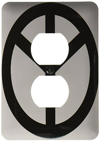 3dRose lsp_40211_6 Black Peace Sign- Inspirational Art 2 Plug Outlet Cover