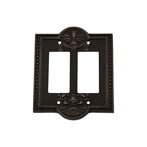 Nostalgic Warehouse 719642 Meadows Switch Plate with Double Rocker Timeless Bronze