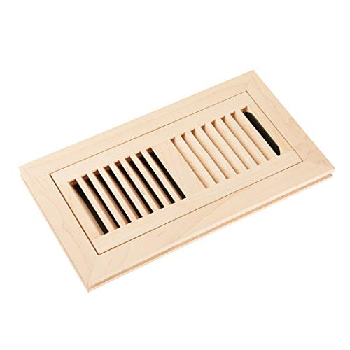 Homewell Maple Wood Floor Register, Flush Mount Vent with Damper, 4x10 Inch, Unfinished