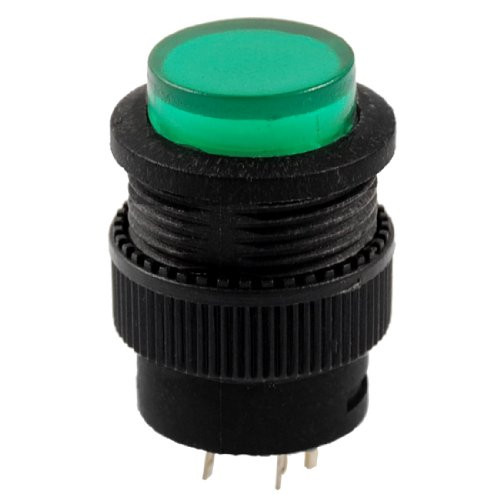 IIVVERR DC 3V Green LED Light OFF-ON- NO Round Momentary Push Button Switch 3A 250V AC -DC 3V Luz LED verde apagada -ENCENDIDA- NO Interruptor momentáneo redondo de botón pulsador 3A 250V CA