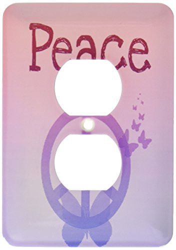 3dRose lsp_40147_6"Pink and Purple Peace Sign and Butterfly- Inspirational Art" 2 Plug Outlet Cover
