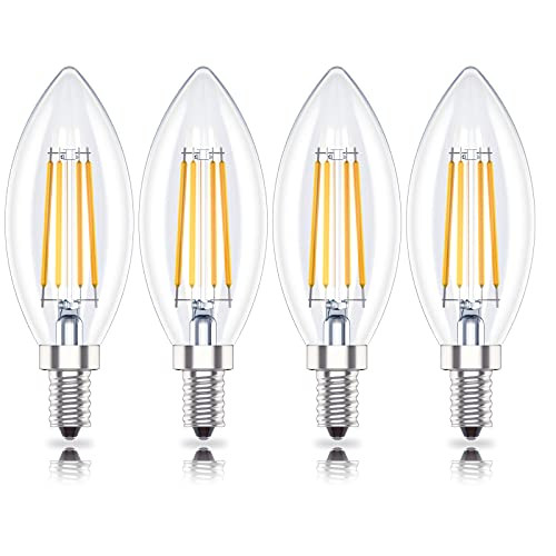 Ligheet E12 Led Bulb 40W,4W Candelabra Ceiling Fan Light Bulbs,Type B Soft White 2700K,Non-Dimmable, Pack of 4