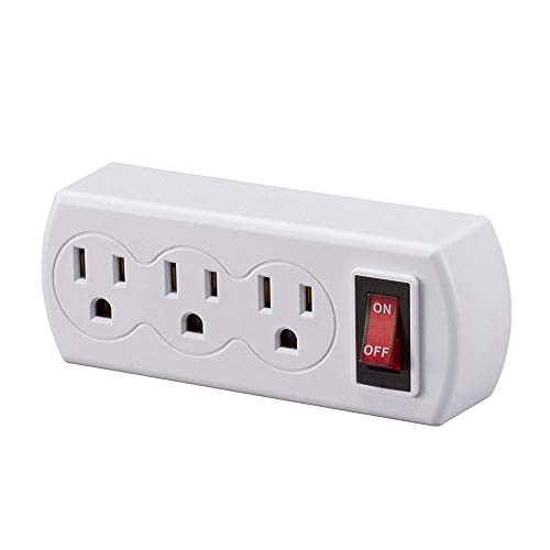 1 pc of 3-Prong Wall Tap Grounded Triple Plug Outlet Adapter Power Splitter with On/Off Switch UL Listed