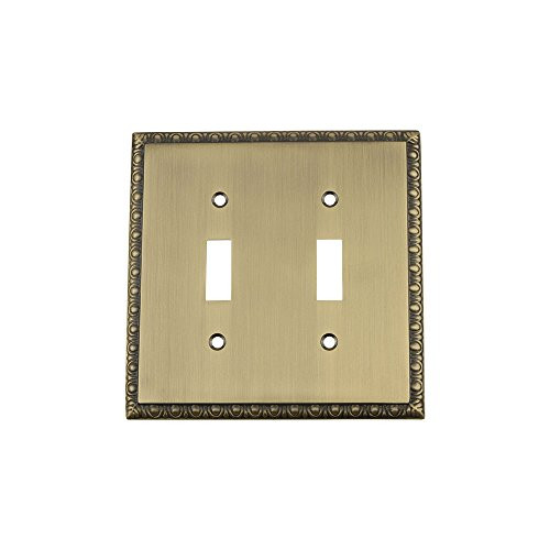 Nostalgic Warehouse 719759 Egg & Dart Switch Plate with Double Toggle Antique Brass