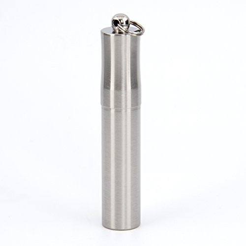 Hamans Pocket Toothpick Holder with Keychain Eco-Friendly Ultralight Portable Keychain Titanium Toothpick Box Pill Case (Titanium)