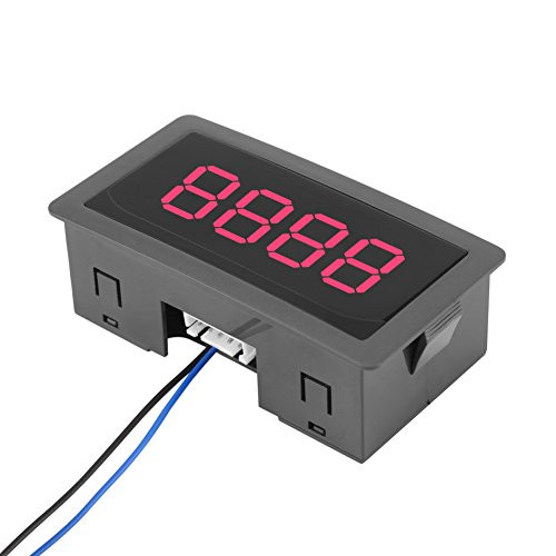 Digit Counter, DC 8-24V 4 Digit LED Digital Display 0-9999 Up/Down Plus/Minus Panel Counter Meter with Cable -Red-
