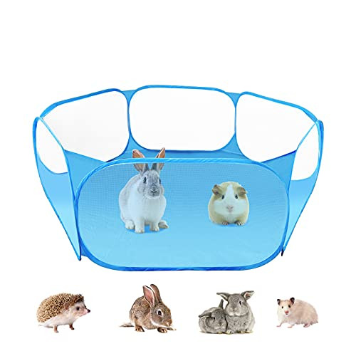 JIMEJV Guinea Pig Playpen for Small Animal, Waterproof Pet Playpen Outdoor/Indoor Pop Open Exercise Fence, Foldable Tent Playpen for Hamster, Rabbits, Kitten, Chinchillas and Hedgehogs