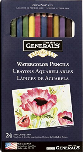 General Pencil Kimberly Acid-Free Non-Toxic Water Soluble Watercolor Pencil Set, Assorted Color, Set of 24