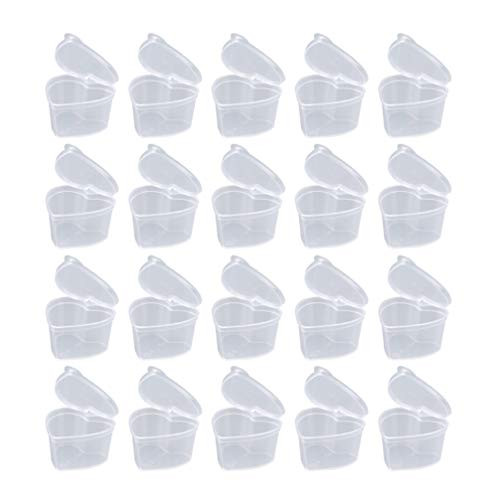 SUPVOX 25PCS Heart Shaped Slime Containers Slime Storage Containers Transparent Plastic Boxes with Lids for Slime, Liquid, Foam Ball, DIY Slime, Soft Clay