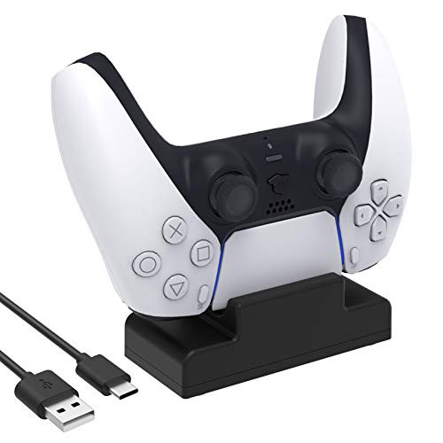 Charger for PS5 DualSense Wireless Controller, YUANHOT Charging Station with USB C Ports, Charger Stand Dock for Sony Playstation 5 Dualsense