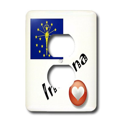 3dRose lsp_7182_6"I Love Indiana" 2 Plug Outlet Cover Multicolor