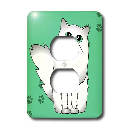 3dRose lsp_6111_6"White Chinchilla Long-Haired/Persian Cat Paw-Print" 2 Plug Outlet Cover Multicolor