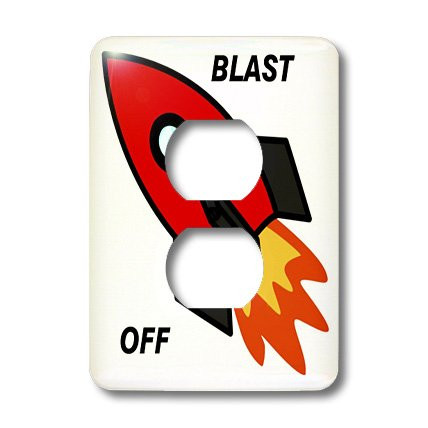3dRose lsp_43709_6 Red Blast Off Rocket Outlet Cover