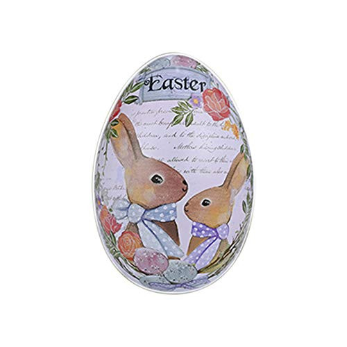 Navyoom Metallic Easter Egg Candy Container,Metal Easter Bunny Tinplate Egg Holder Box Trinket Tin Candy Packaging Box Tin for Easter Basket Stuffers Fillers, Easter Eggs