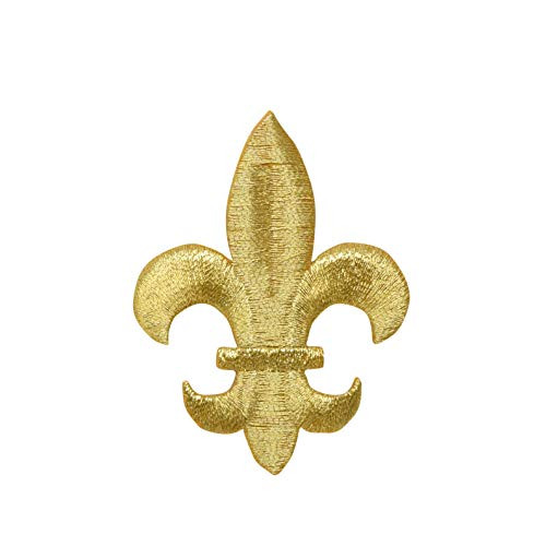Large - Gold - Fleur De Lis - Iron on Embroidered Patch Applique