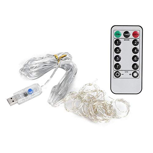 BWLZSP String Light LED,3x1m 100LED USB Remote Control Copper Wire String Light 8 Modes for Party Wedding Curtain Lamp Decoration-Black-