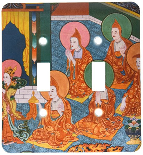 3dRose lsp_207270_2 Mural painting on the walls of a Buddhist temple, Bhutan Double Toggle Switch