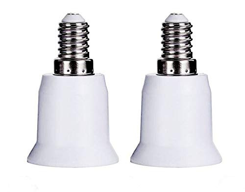 Ascension E14 to E27 Screw Base Socket Lamp Holder Light Bulb Converter Adapter Plastic White -E14-E27, Pack of 2-